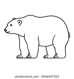 Line art of polar bear cartoon vector