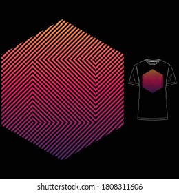 Line art polygon apparel screen print t shirt design
