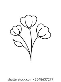 Line art poppy flower vector design