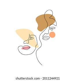 Line art portrait Abstract faces with abstract shapes Hand draw Vector illustration in minimalistic style