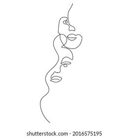 Line art portrait Abstract faces  Hand draw Vector illustration in minimalistic style