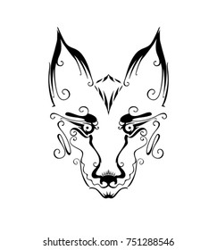 Line Art portrait of an animal. Decorative Wolf Head. 