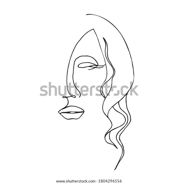 Line Art Portrait Girl Beauty Industry Stock Vector (Royalty Free ...