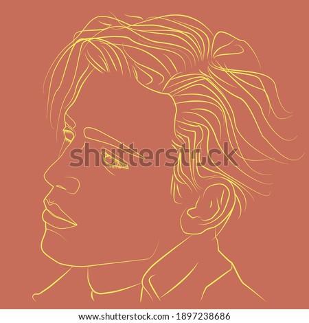 Line art portrait illstration of a man