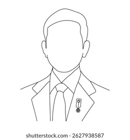 Line Art Portrait, Potentially Representing an Indonesian Official, Outline Illustration of a Formal Figure, Possibly Related to Indonesian Governance