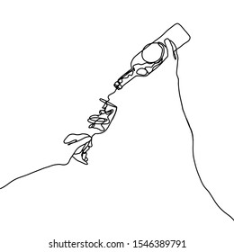 Line art poster about wine: bottle and glass