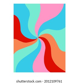 Afiche de arte en línea con fondo de arcoiris psicodélico. Fondo psicodélico.