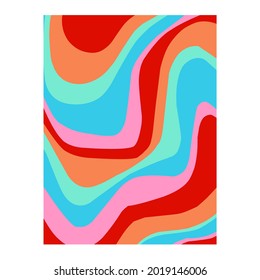 Line art poster with background rainbow psychedelic. Psychedelic background.