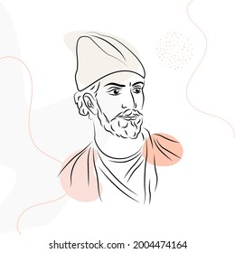 Line Art Poster Of Georgian Poet Shota Rustaveli