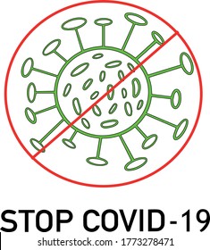Line art poster with stop covid-19