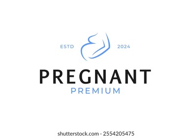 Line art pregnant woman logo design for clinics pharmacies vector illustration