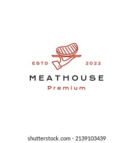 Vector de diseño de logotipo de filete de carne de primera calidad de arte en línea