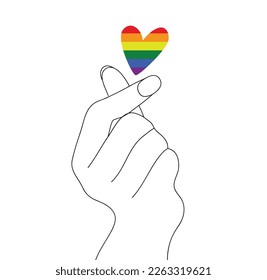 Line art pride heart vector illustration isolated on white background.