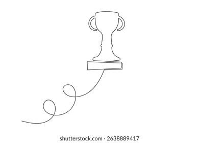 Line Art Prize Cup Icon. Doodle Award Cup Symbol One Continuous Outline Drawing. Champion in Competition Mascot. Sport or Race Championship Еournament Result Prize Achievement Sketch Editable Stroke 