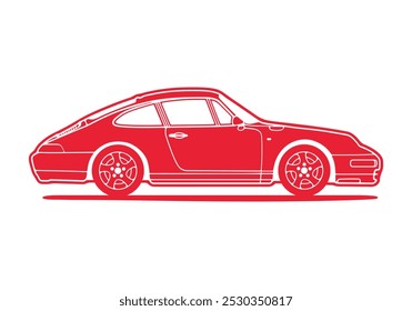 Line art profile of a classic sport car from the 70s