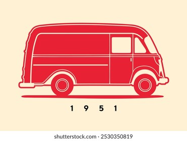 Line art profile of a classic step vans car from the 50s