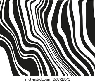 Line art psychedelic for print design. Web template. Vector illustration. Psychedelic drawing. Graphic fantasy drawing. Wavy texture. Black vector stripes. Optical art illustration. Psychedelic design
