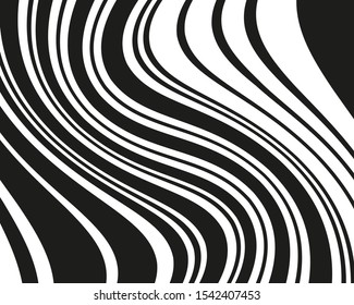 Line art psychedelic for print design. Web template. Vector illustration. Psychedelic drawing. Graphic fantasy drawing. Wavy texture. Black vector stripes. Optical art illustration. Psychedelic design
