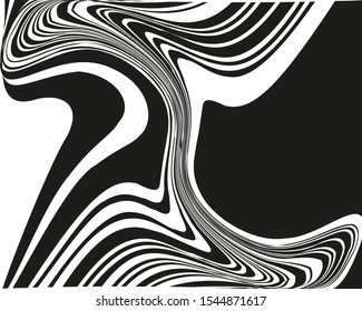 Line art psychedelic for print design. Web template. Vector illustration. Psychedelic drawing. Graphic fantasy drawing. Wavy texture. Black vector stripes. Optical art illustration. Psychedelic design