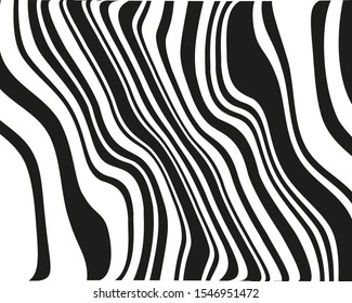 Line art psychedelic for print design. Web template. Vector illustration. Psychedelic drawing. Graphic fantasy drawing. Wavy texture. Black vector stripes. Optical art illustration. Psychedelic design