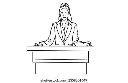line art of public speaker vector illustration