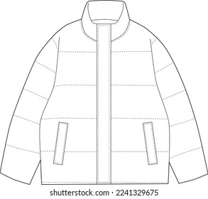 LINE ART PUFFER COLD JACKET VECTOR GARMENT FABRIC