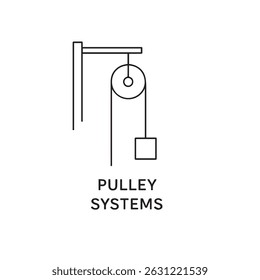 Line Art of a Pulley System – Simple Machines in Physics