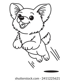 Line art of puppy jumping vector illustration
