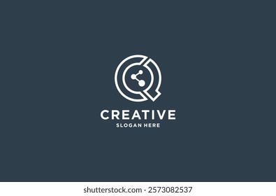 line art Q logo design premium vector.