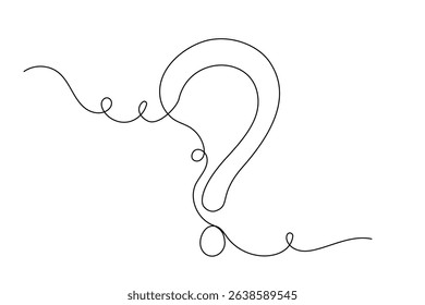 Line Art Question mark Symbol. Graphic Outlie Thin Stroke Text Element. Continuous One Editable Sketch Stroke. Contour Drawing Modern Style. Line Art  Text Sign.