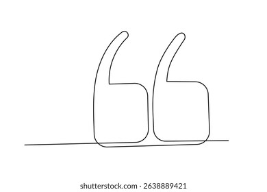 Line Art Quotation Marks Symbol. Graphic Outlie Thin Stroke Text Element. Continuous One Editable Sketch Stroke. Contour Drawing Modern Style. Line Art Quote Text Sign.