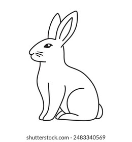 Line art of rabbit cartoon logo vector