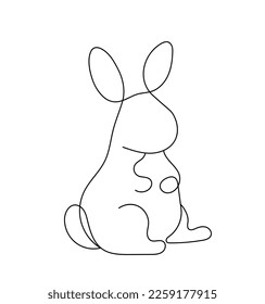 Line art rabbit concept. Hare and bunny. Symbol of Easter and spring holidays. Religion and traditions. Design element for greeting postcard. Fashion, trend and style. Cartoon flat vector illustration