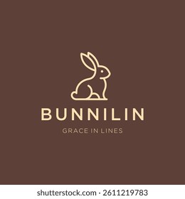 Line Art Rabbit Logo – Elegant rabbit in clean line style symbolizing peace and agility.