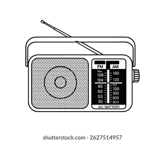 Line Art Radio Receiver FM AM Icon Design