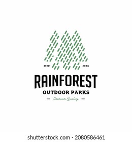 line art rain forest tree logo icon vector template