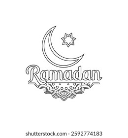 A line art Ramadan logo illustration of a coloring page 