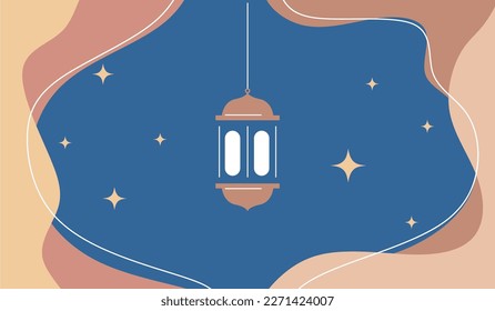 line art, Ramadan Mubarak greeting card with boho design, islamic vector