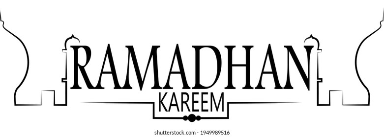 Line Art Ramadhan Kareem Design Vector Illustration. Suitable for Happy Ramadan greetings.