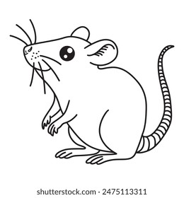 Line art of rat cartoon vector