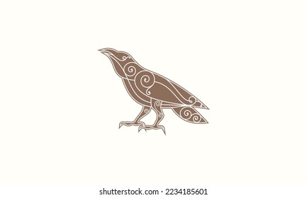 line art raven logo template