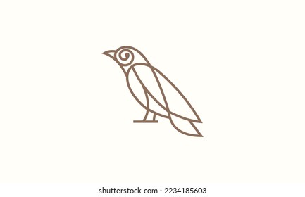 line art raven logo template