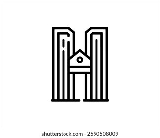 Line art Real estate company logo outline vector illustration