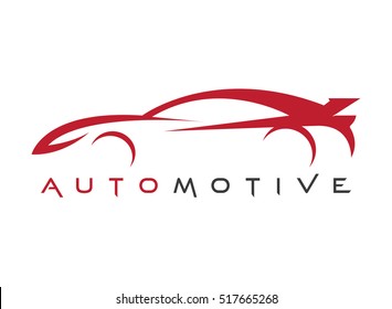 line art red sports car. automotive logo vector