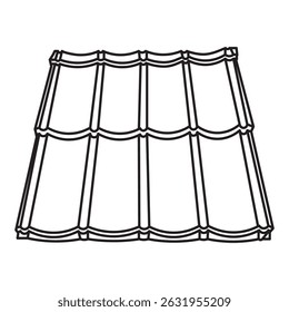 A line art representation of multiple roof tiles arranged in a pattern. Ideal for illustrating roofing materials, construction, and architectural design.