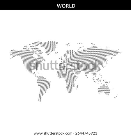 Line art representation of the world map with detailed outlines