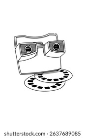 Line art Retro children's photography toys 