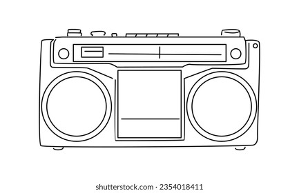 line art of retro old analog radio tape