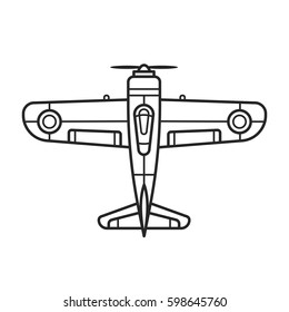 Line art retro plane illustration. Simple cool design. Line art. Perfect for plates, t-shirt design. 