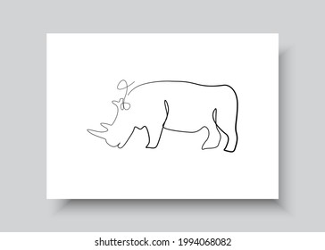 Line art of rhino. Abstract hand drawn vector illustration. Abstract animal Art design for print, home decor, cover, wallpaper, Minimal and natural wall art posters